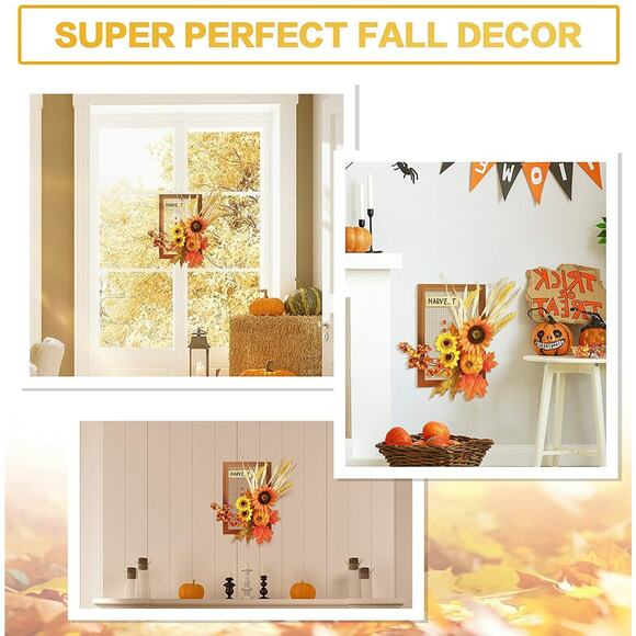 Flower Fall Decorations Home, Rustic Wooden Autumn Wall Decor for Living Room - Picture 10 of 11